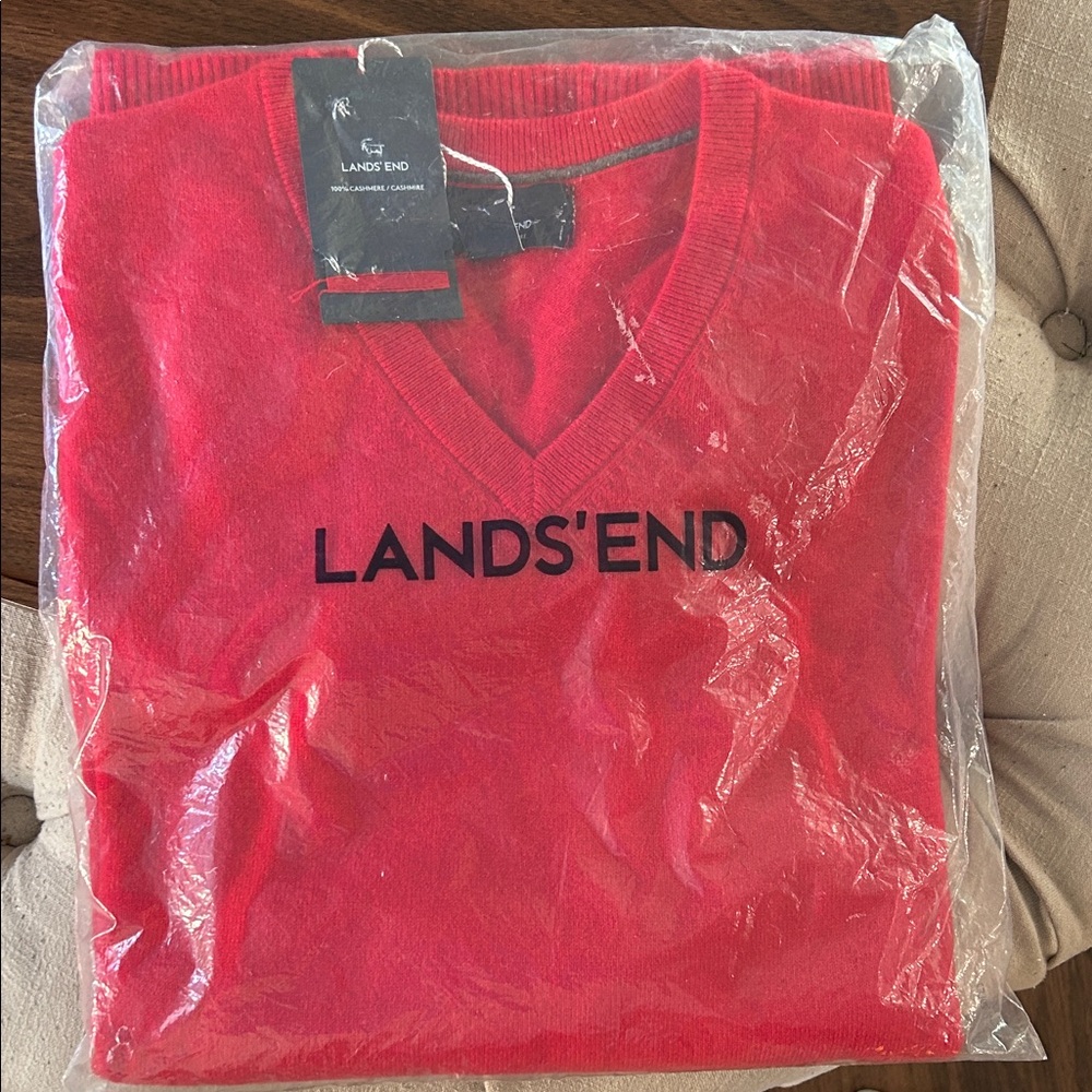 Lands End.  Men’s cashmere v neck sweater